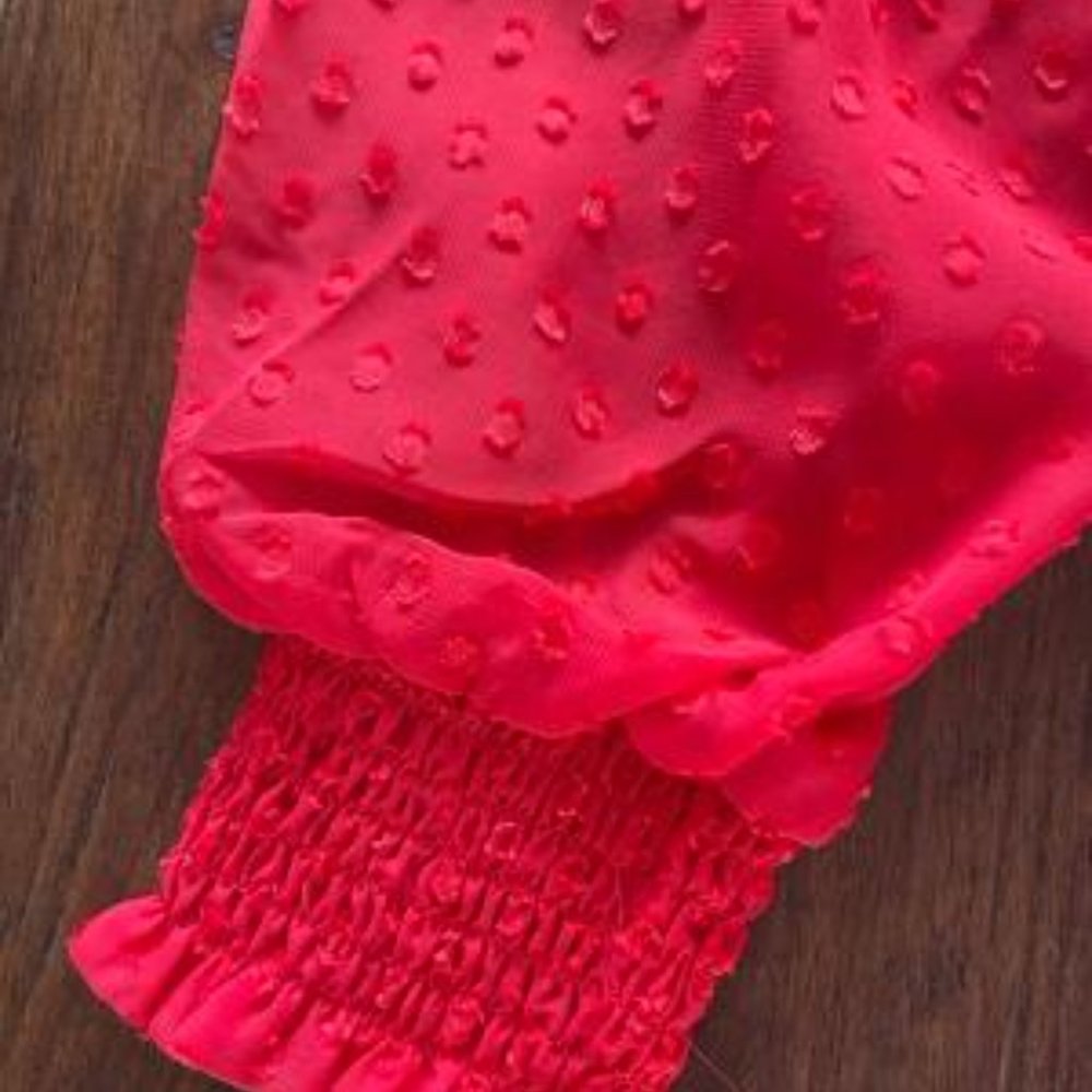 Juniors Red Smocked Long Sleeve Mini Skater Dress Size S